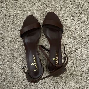 Lulu’s Strappy Ankle Heel in Brown